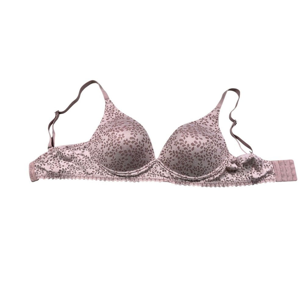 Adore Me 34D Wireless Bra Blush Pink Floral Lightly Lined Comfort Bra Womens